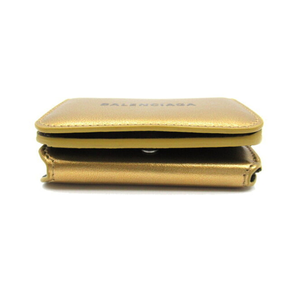 Balenciaga Leather Tri fold Gold CASH Wallet - Picture 4 of 8